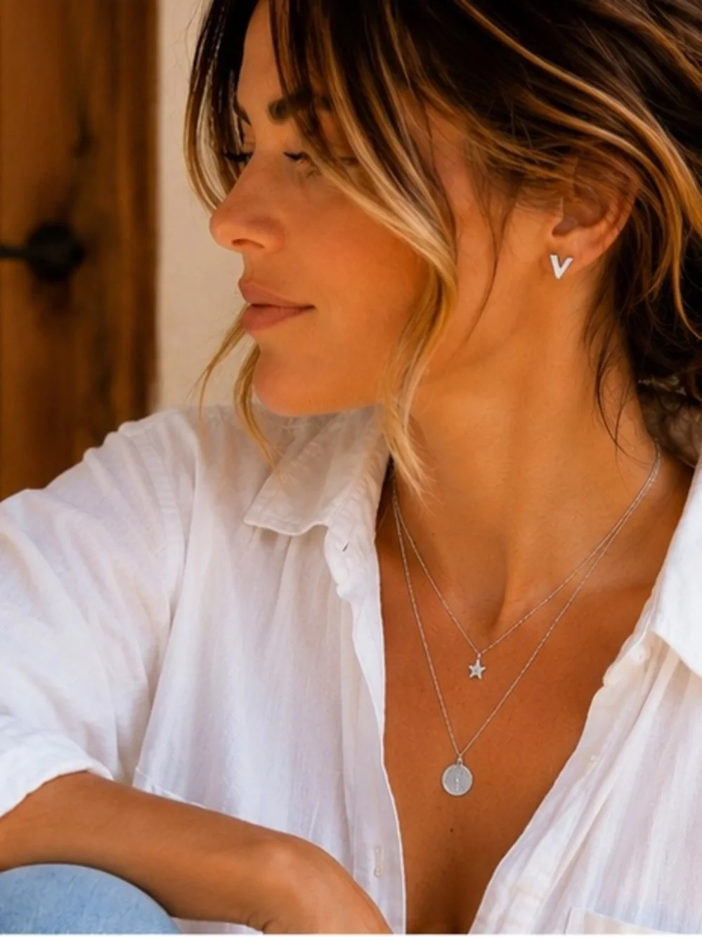 Silver Minimalist V Stud Earrings Designer Inspired